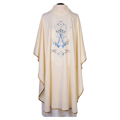 Ivory Damask Marian Chasuble with Roll Collar 6