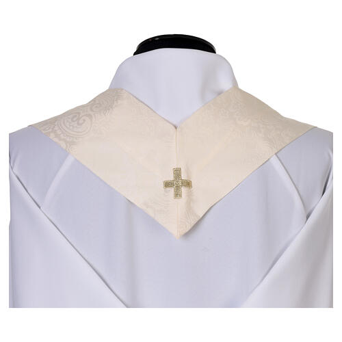 Ivory Damask Marian Chasuble with Roll Collar 8