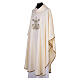 Chasuble ivoire damassée fil bleu ciel marial s5