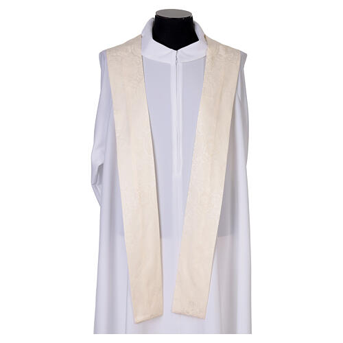 Casula Mariana cor de marfim damasco fio azul 8