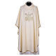 Ivory damask Marian chasuble with light blue thread s1