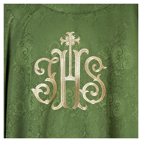Damask chasuble with gold JHS embroidery 3