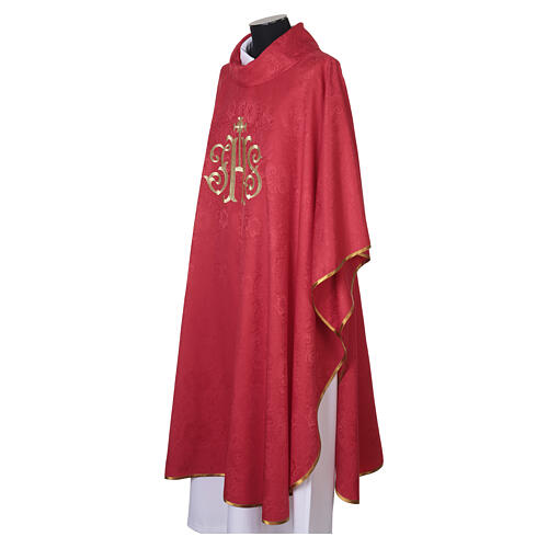 Damask chasuble with gold JHS embroidery 12