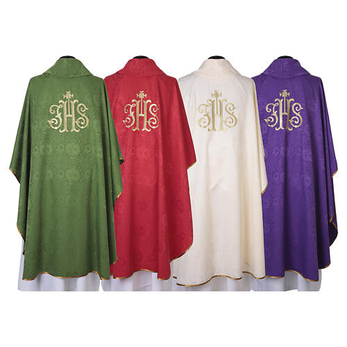 Damask chasuble with gold JHS embroidery 15