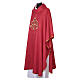 Chasuble JHS damassée avec broderies dorées s12