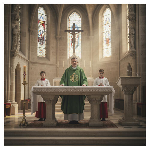 Damask JHS Chasuble with Gold Embroidery 2