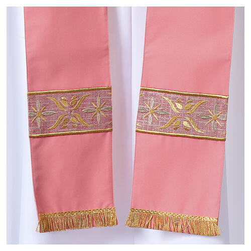 Casulla rosa 100% poliéster entorchado bordado floral Gamma 6