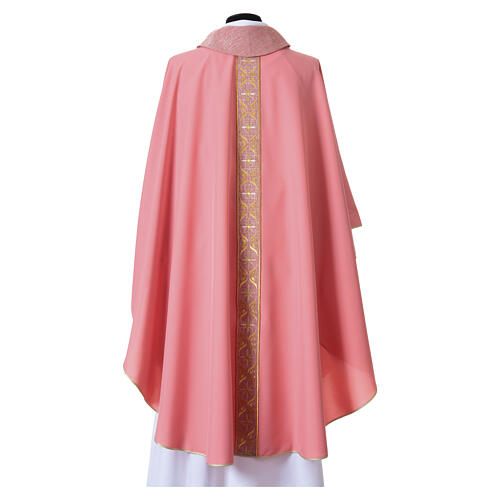 Casula rosa 100% poliestere gallone ricamo floreale Gamma 4