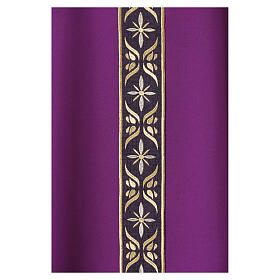 Purple chasuble by Gamma, 100% polyester, floral galloon