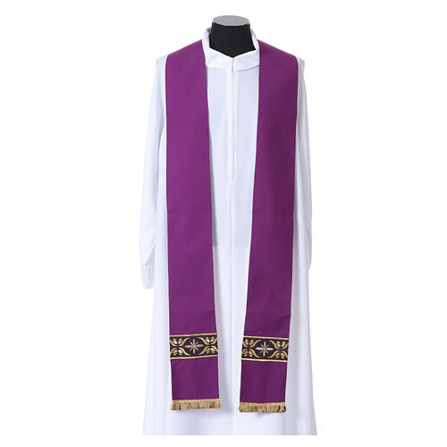 Chasuble couleur aubergine 100% polyester Gamma bande florale 5