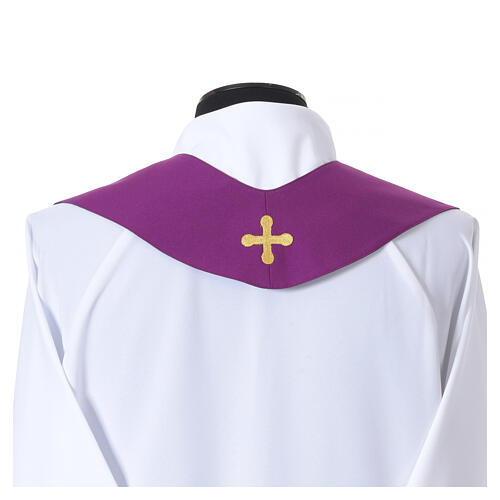 Chasuble couleur aubergine 100% polyester Gamma bande florale 7