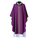 Chasuble couleur aubergine 100% polyester Gamma bande florale s1