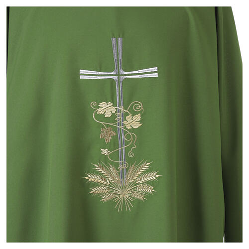 Dalmatique croix argentée broderie épis et vigne dorée 3