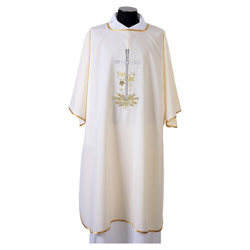 Dalmatique croix argentée broderie épis et vigne dorée 7