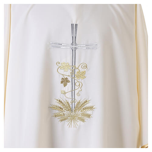 Dalmatique croix argentée broderie épis et vigne dorée 8