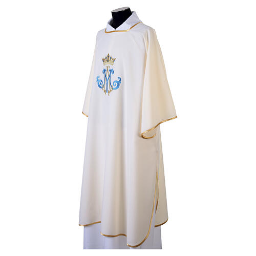 Ivory Marian dalmatic with blue and gold embroidery 4