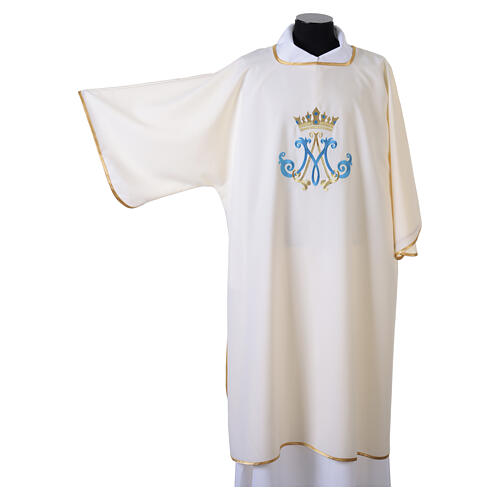 Marian ivory dalmatic with blue and gold embroidery 3