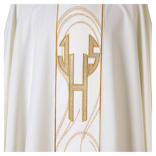 Kasel mit Mittelstab und goldenem IHS-Monogramm 7