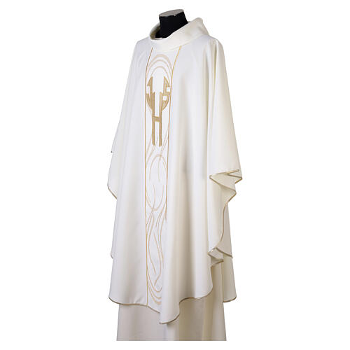 Kasel mit Mittelstab und goldenem IHS-Monogramm 12