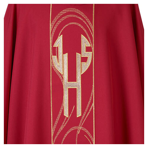 Casulla con franja central letras IHS doradas 5