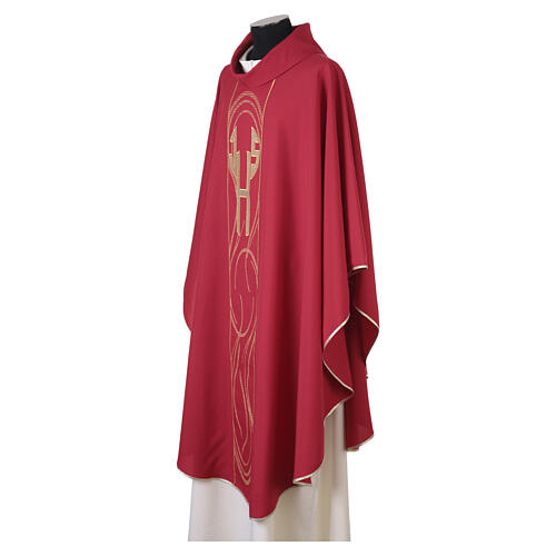 Chasuble avec bande centrale et monogramme IHS doré 11