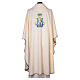 Ivory damask Marian chasuble with gold and blue embroidery s6