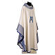 Marian chasuble with brocade panels and blue-and-gold embroidery s7
