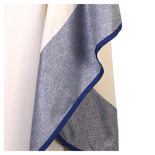 Chasuble mariale broderie et tissu brocart détails or et bleu 5