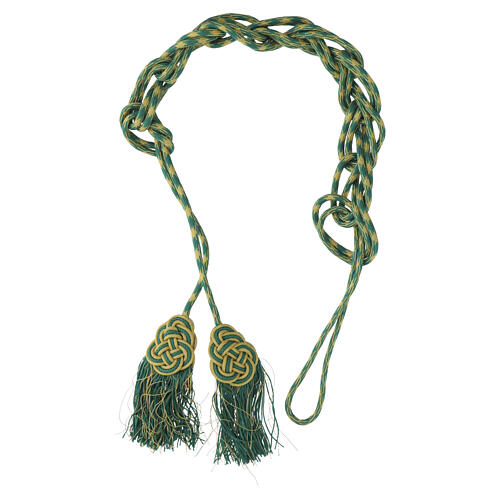 Priesterzingulum, grün-gold, Quaste mit flachem Abschluss, 5 m 2