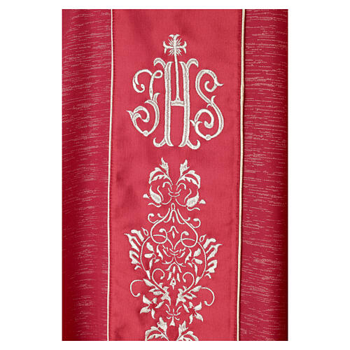 Casulla con franja JHS y bordados florales dorados de lana fría 7