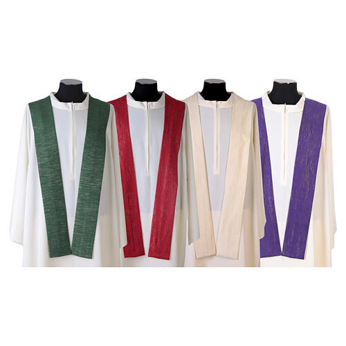 Casulla con franja JHS y bordados florales dorados de lana fría 18