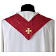 Chasuble à bande centrale JHS avec broderies florales dorées en frescolana s12