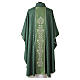 Chasuble à bande centrale JHS avec broderies florales dorées en frescolana s13