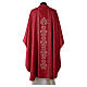 Chasuble à bande centrale JHS avec broderies florales dorées en frescolana s14