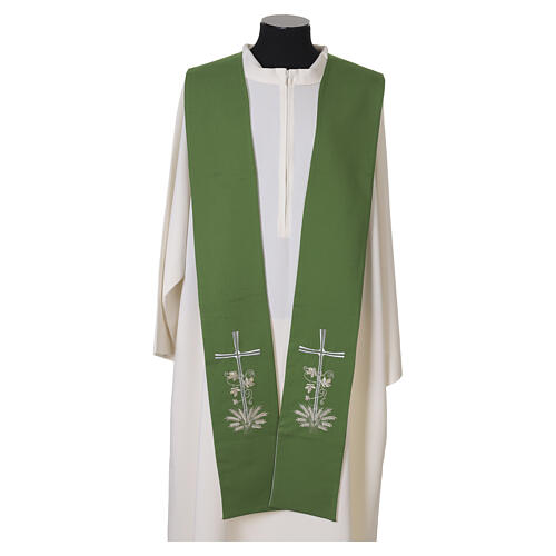 Estola sacerdotal bicolor verde violeta con vid uva 2