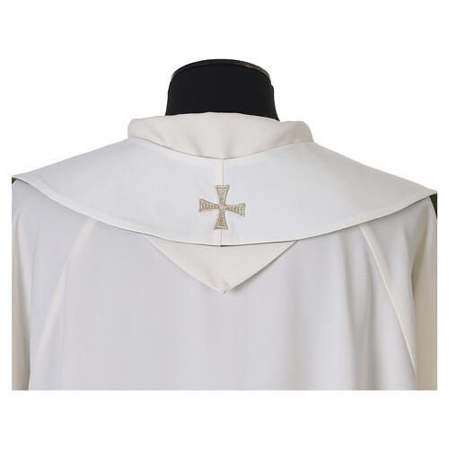 Stola sacerdotale bicolore verde e bianca con vite d'uva 8