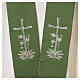 Stola sacerdotale bicolore verde e bianca con vite d'uva s4