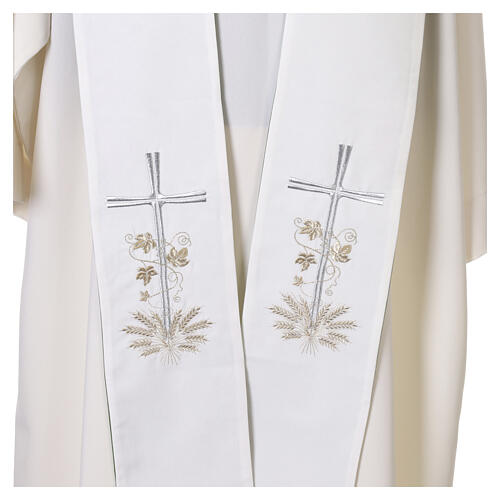 Estola sacerdotal bicolor verde e branca com videira de uva 5
