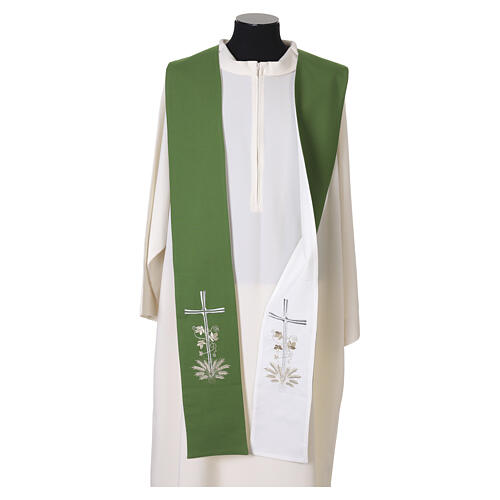 Priest stole bicolor green and purple with grapevine 1