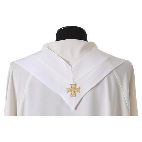Light chasuble in polyester with embroidered cross, grapes and wheat 15