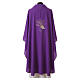 Light chasuble in polyester with embroidered cross, grapes and wheat s10