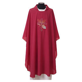 Chasuble légère en polyester croix raisin et épis brodés