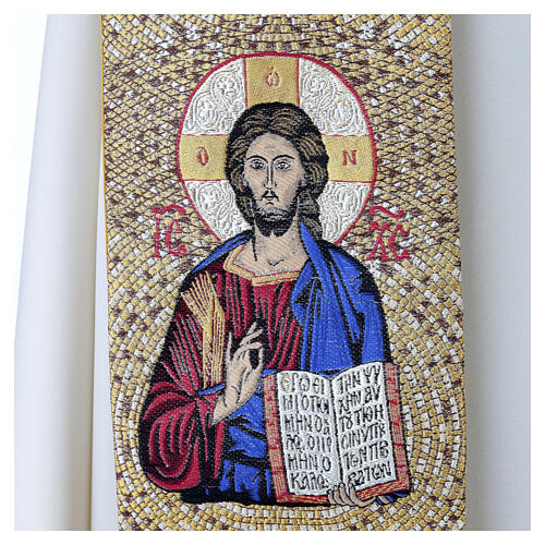 Stola sacerdotale con ricamo Cristo Pantocratore e tessuto effetto mosaico 2