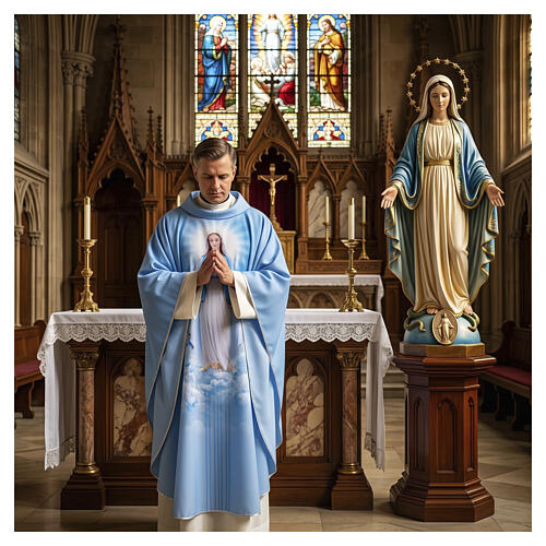 Casulla Virgen Milagrosa azul Confezioni Vebi 2