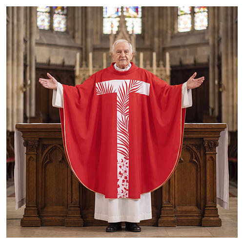 Red Chasuble with Printed Palm Motif, Vebi Confezioni 2