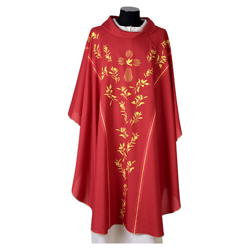 Casulla Vebi Confezioni Paloma Espíritu Santo y motivos florales 6