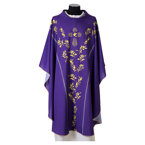 Casulla Vebi Confezioni Paloma Espíritu Santo y motivos florales 10