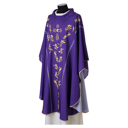 Casulla Vebi Confezioni Paloma Espíritu Santo y motivos florales 14