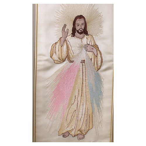 Casulla mezcla de lana y seda franja Jesús Misericordioso Vebi Confezioni 3