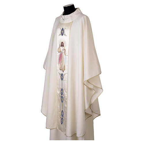 Casulla mezcla de lana y seda franja Jesús Misericordioso Vebi Confezioni 5